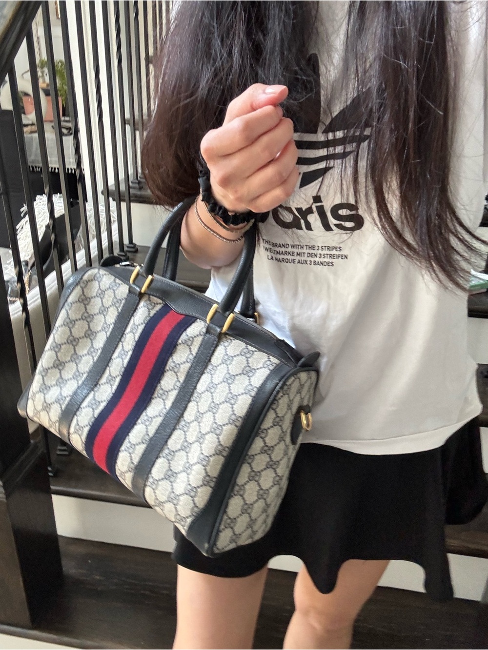 GUCCI GG Navy Monogram Boston Bag - Picture 14 of 15